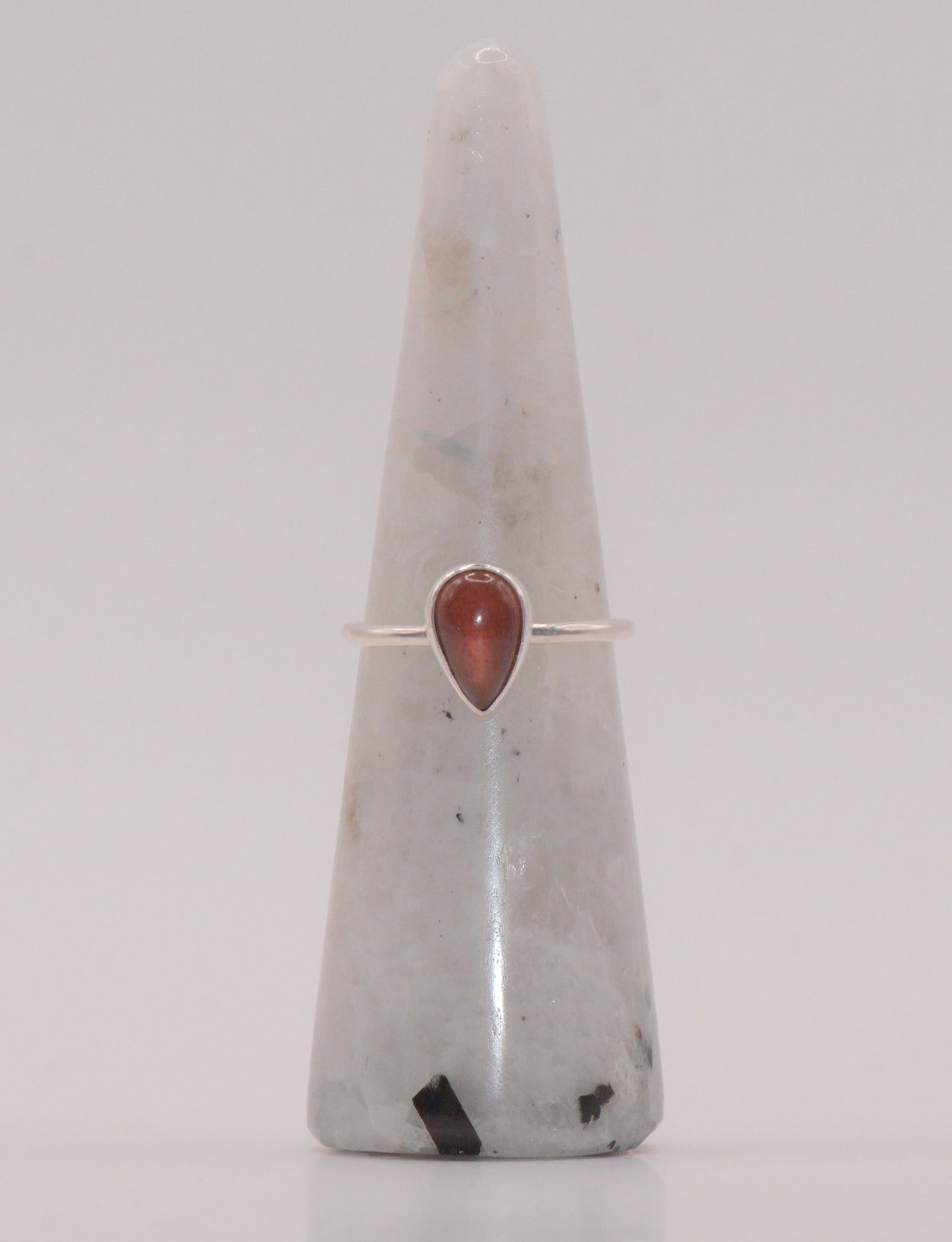 Hessonite garnet teardrop ring