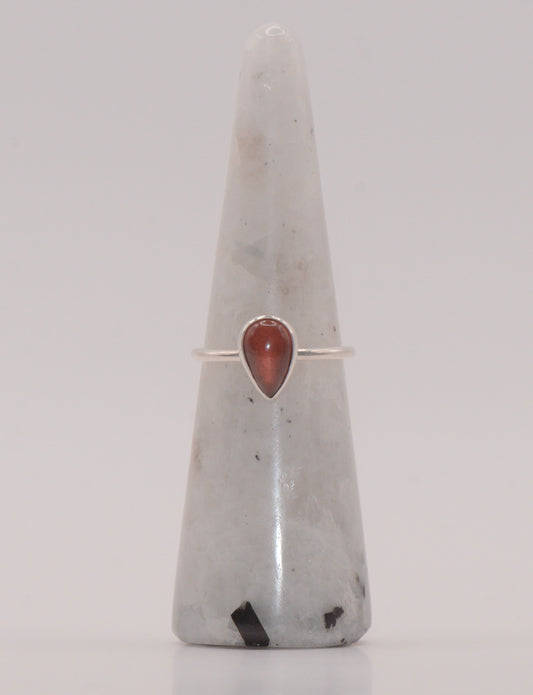 Hessonite garnet teardrop ring