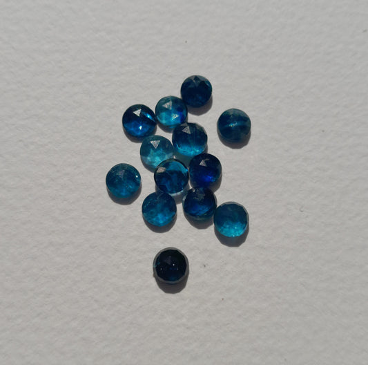 Neon blue kyanite rosecut cabochon 6mm round